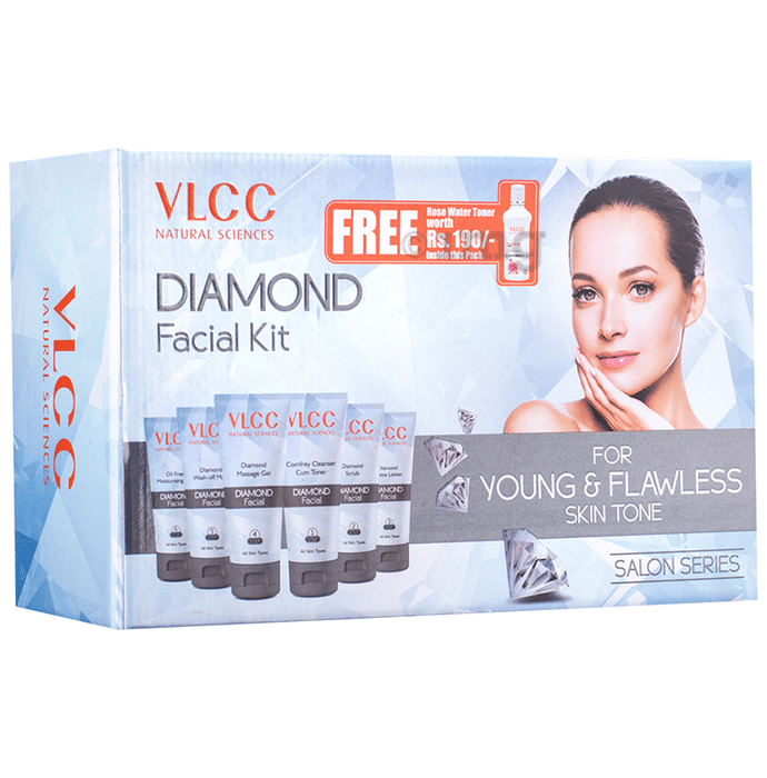 VLCC Natural Sciences Professional Salon Series Diamond Facial Kit With Rose Water Toner 100ml Free