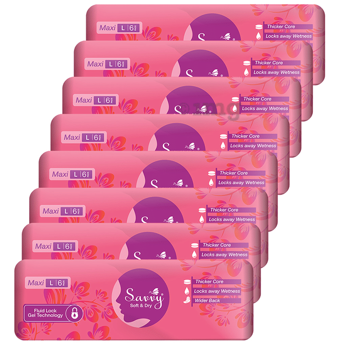 Savvy Soft & Dry Maxi Pad (6 Each) Large