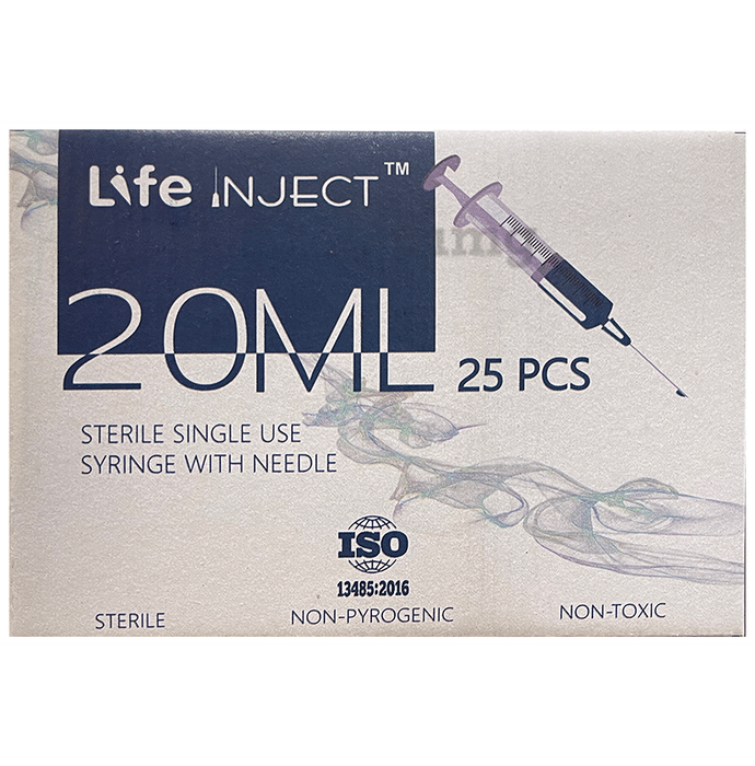 Life Inject 20ml Sterile Single Use Syringe with Needle