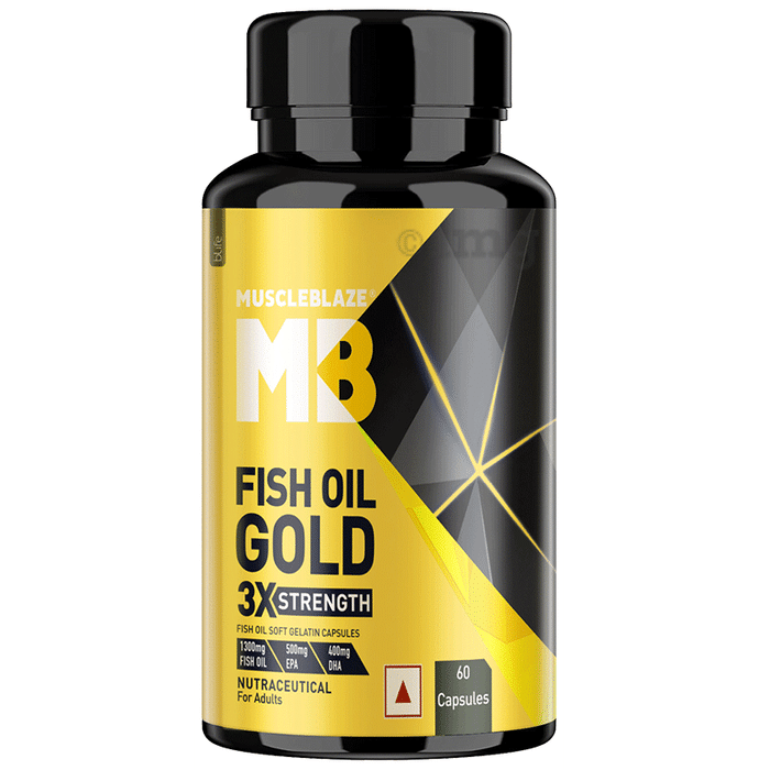 MuscleBlaze Fish Oil Gold with Omega 3 | For Heart, Brain, Joint & Eyes Health | Soft Gelatin Capsule