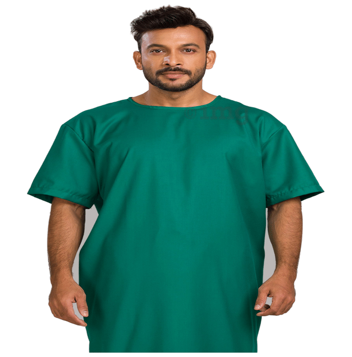 Agarwals Patient Gown Half Sleeves Back Open Universal Green