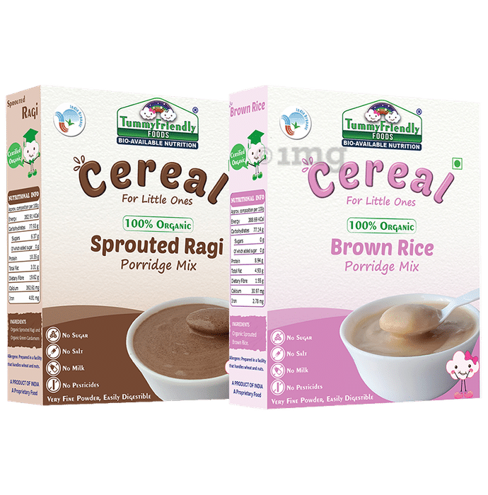 TummyFriendly Foods Stage 1 Cereal Porridge Mix (200gm Each) Ragi, Brown Rice