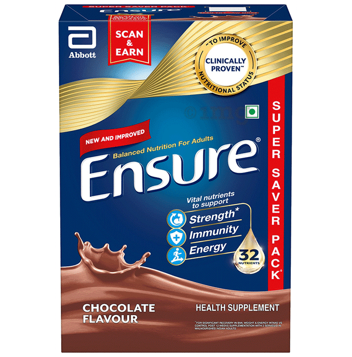 Ensure Powder Complete Balanced Drink for Adults | For Strength, Immunity & Energy | With Essential Vitamins | Nutrition Formula Chocolate