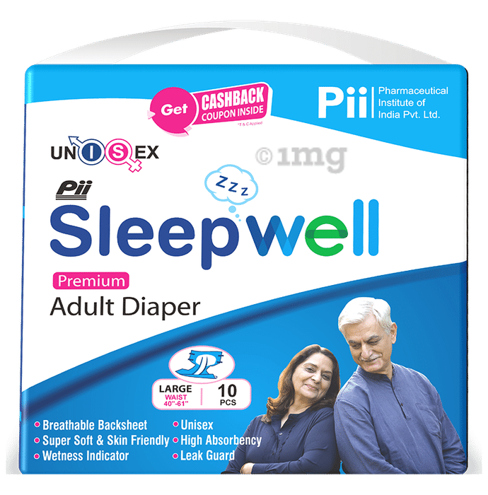 PII Sleepwell Premium Adult Diaper (10 Each) Large