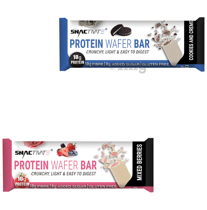 Snactivate Combo Pack of Protein Wafer Bars Cookies & Creme and Mixed Berries (40gm Each)