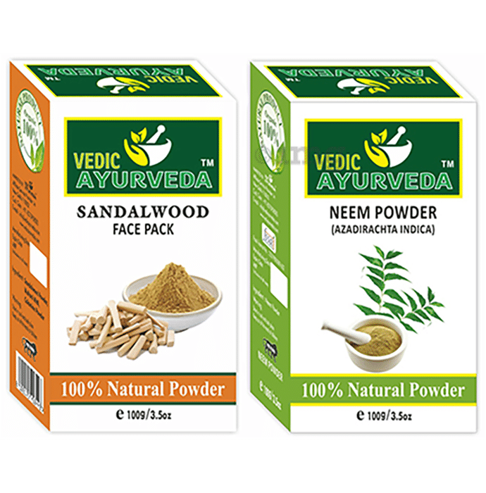 Vedic Ayurveda Combo Pack of Neem Leaf Powder & Sandalwood Face Pack (100gm Each)