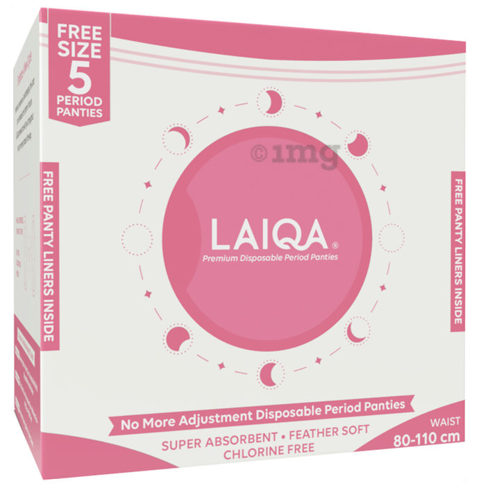 Laiqa Premium Disposable Period Panties (5 Each) & Free Panty Liner Inside Free Size