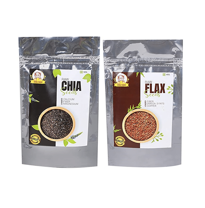 Chau Foods Combo Pack of Raw Chia & Flax Seed (150gm Each)