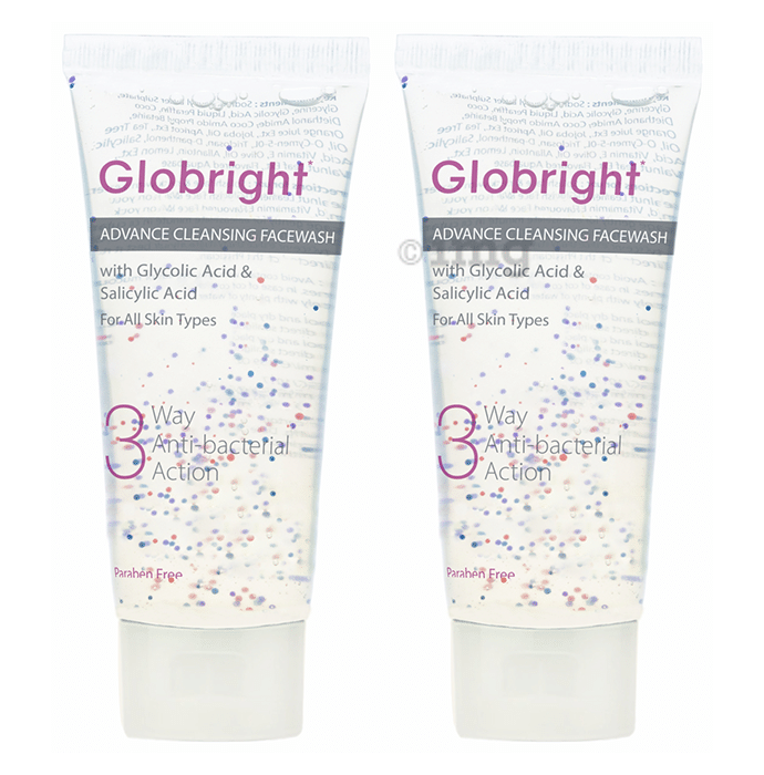 Globright 3 Way Anti-Bacterial Action Advance Cleansing Facewash (100ml Each)