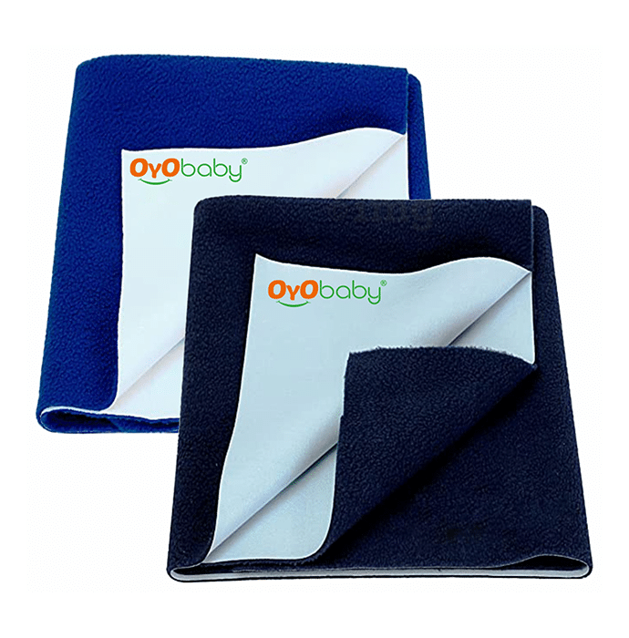 Oyo Baby Waterproof Bed Protector Dry Sheet Gifts Pack Large Royal Blue & Dark Blue