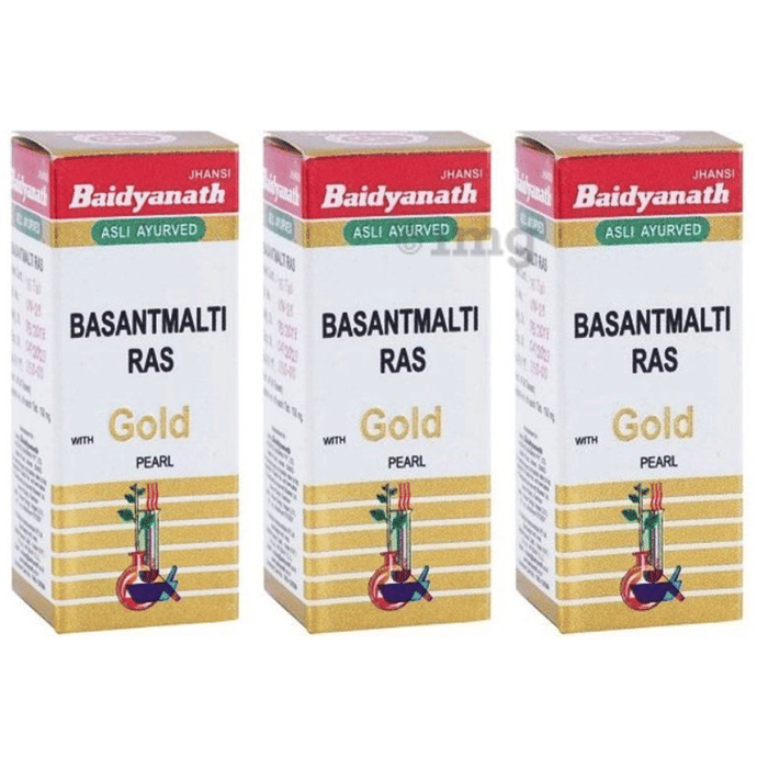 Baidyanath (Jhansi) Basant Malti Ras with Gold Pearl Tablets (25 Each)