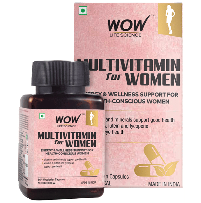 WOW Life Science  Multivitamin with Vitamin A, Lutein & Lycopene | Vegetarian Capsule for Women