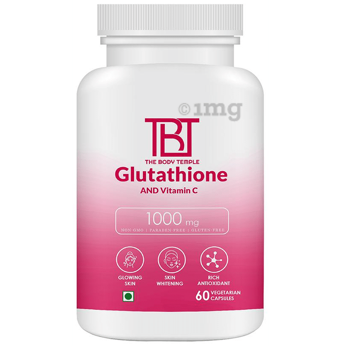 The Body Temple Glutathione and Vitamin C | Veg Capsule 1000mg for Skin & Antioxidant Support