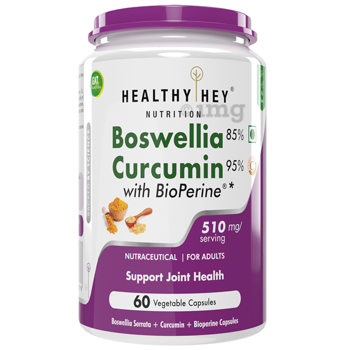 HealthyHey Boswellia Curcumin with Bioperine Vegetable Capsules