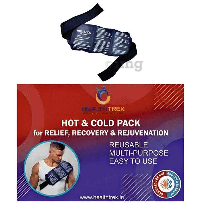 Healthtrek Hot and Cold Pack with Adjustable Straps for Pain Relief Blue