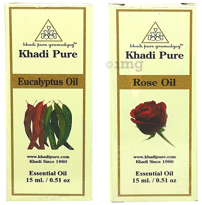 Khadi Pure Combo Pack of Eucalyptus Oil & Rose Oil (15ml Each)