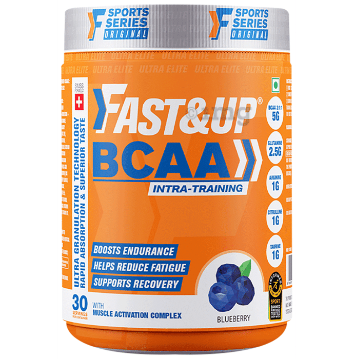 Fast&Up BCAA 2:1:1 (Leucine, Isoleucine & Valine) | For Lean Muscles & Recovery | Flavour Blueberry