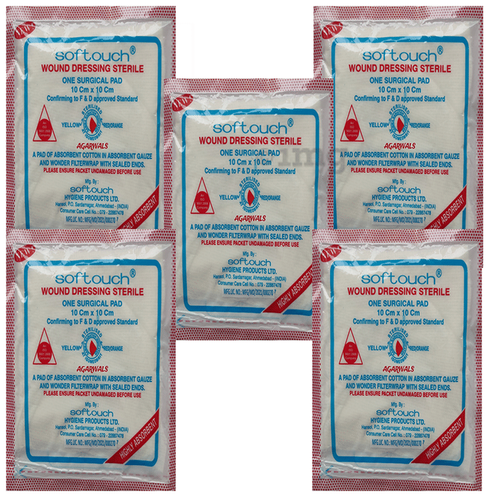 Agarwals Softouch Premium Sterile Combine Dressing Surgical Pad 10x10cm