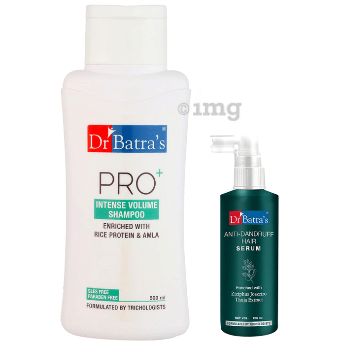 Dr Batra's Combo Pack of Anti-Dandruff Hair Serum 125ml and Pro+ Intense Volume Shampoo 500ml