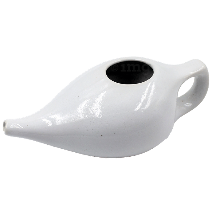 Sarveda  Ceramic Jala Neti Pot for Nasal Cleansing White