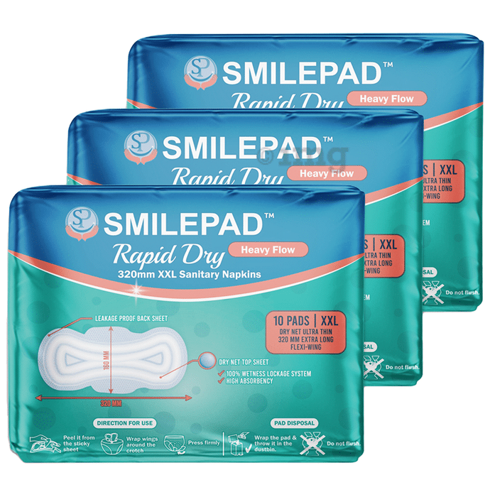 Smilepad Rapid Dry Heavy Flow Sanitary Napkins (10 Each) XXL