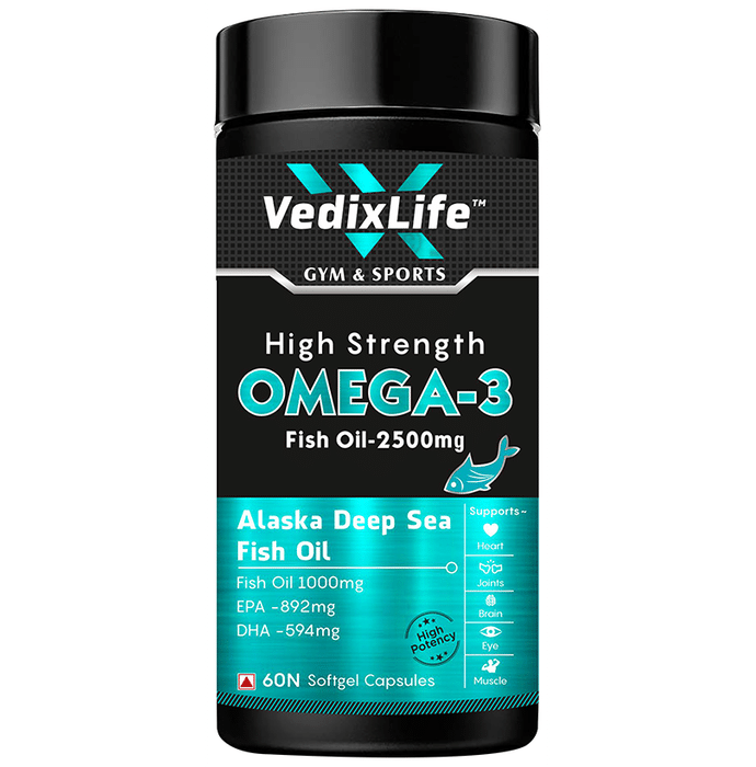 VedixLife High Strength Omega 3 Fish Oil 2500mg Softgel Capsule