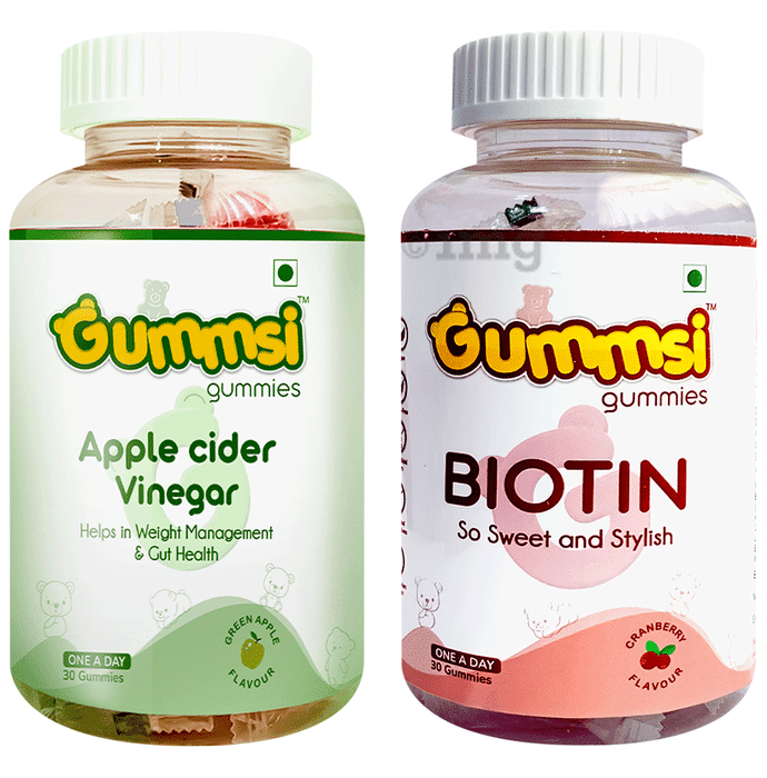 Gummsi Combo Pack of Apple Cider Vinegar Green Apple & Biotin Cranberry Gummies (30 Each)