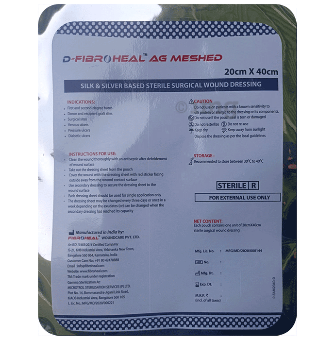 D-Fibroheal Ag Meshed Bandage 20x40