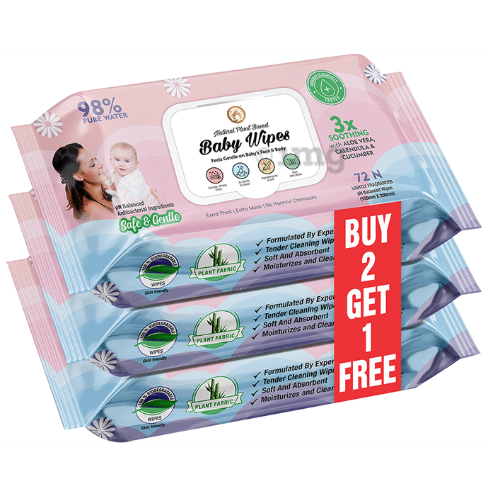 Mom & World 98% Pure Water Baby Wipes (72 Each) Buy 2 Get 1 Free