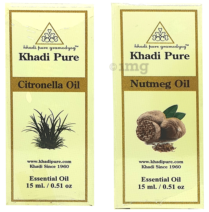Khadi Pure Combo Pack of Citronella Oil & Nutmeg Oil (15ml Each)