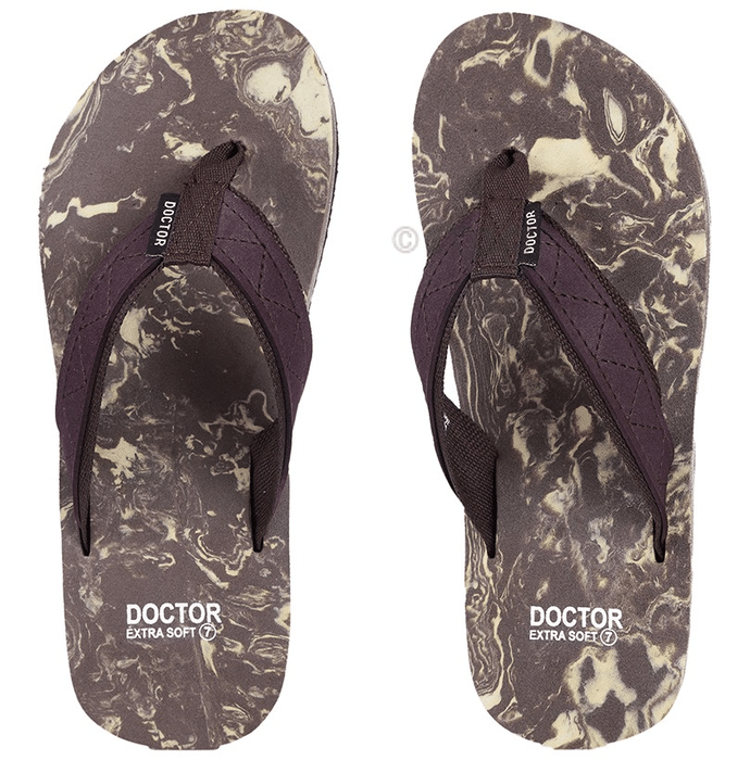 Doctor Extra Soft D29 Orthopaedic | Diabetic | Stylish | Comfortable | MCR |Anti-Skid | Rubber Flip-Flop for Men Brown 13