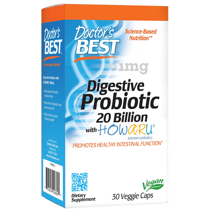 Doctor's Best Digestive Probiotic 20 Billion with Howaru Veggie Caps