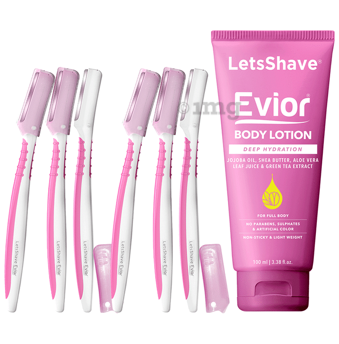 LetsShave Evior Women Face Razor With Evior Body Lotion for Women Kit