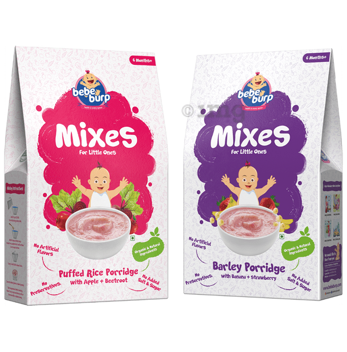 Bebe Burp Combo Pack of 6M+ Mixes Puffed Rice Porridge and 6M+ Mixes Barley Porridge (200gm Each)