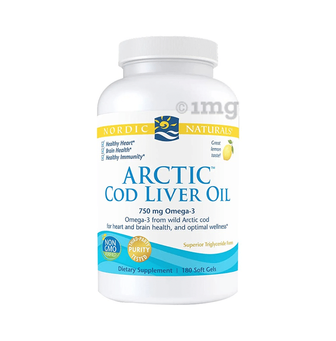 Nordic Naturals Arctic Cod Liver Oil 750mg Omega 3 Softgel for Heart and Brain Health Great Lemon