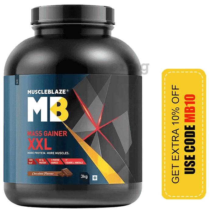 MuscleBlaze Mass Gainer XXL | With Digestive Enzymes | For Muscle Mass | Chocolate Flavour | Nutrition Booster