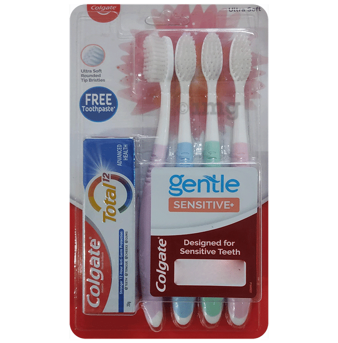 Colgate Gentle Sensitive Ultrasoft Toothbrush with 20gm Total 12 Toothpaste Free