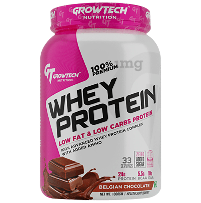Grow Tech Nutrition 100%  Premium Whey Protein Powder Belgian Chocolate