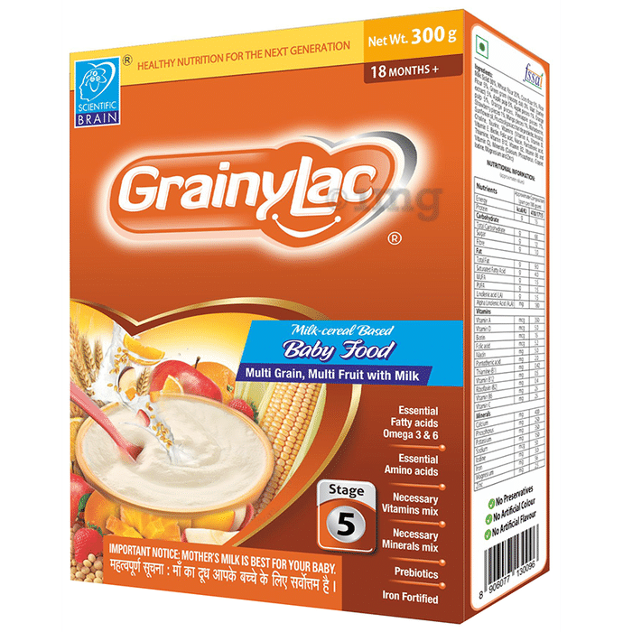 GrainyLac Multi Grain Multi Fruit with Milk for 18+ Months Powder Multi Flavours