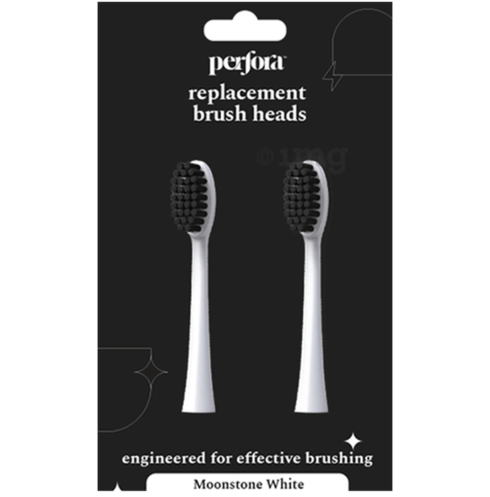 Perfora Replacement Brush Heads with Brush Covers Moonstone White