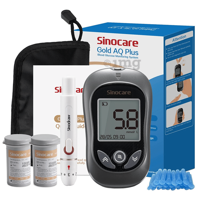 Sinocare Gold AQ Plus GlucoMeter Diabetes Testing Kit