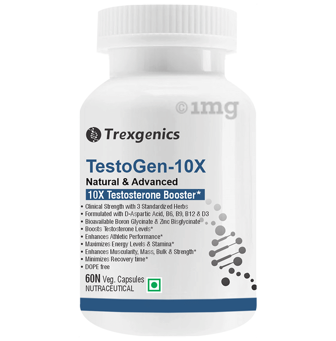 Trexgenics TestoGen 10X | Natural Testosterone Booster Veg Capsule for Men