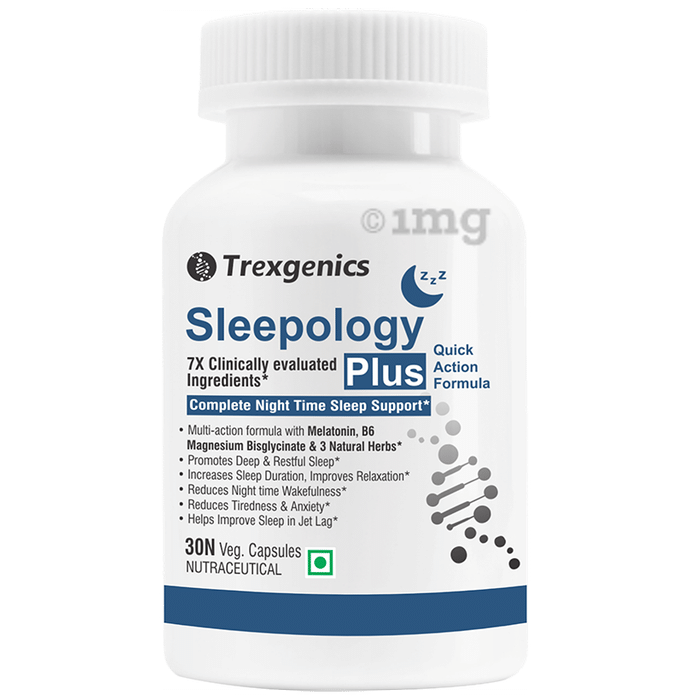 Trexgenics Sleepology Plus Melatonin 10mg + Herbs Sleep Aid Veg Capsule