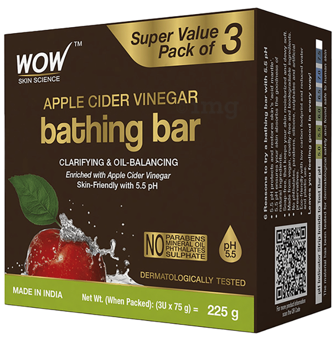 WOW Skin Science Apple Cider Vinegar Bathing Bar (75gm Each)