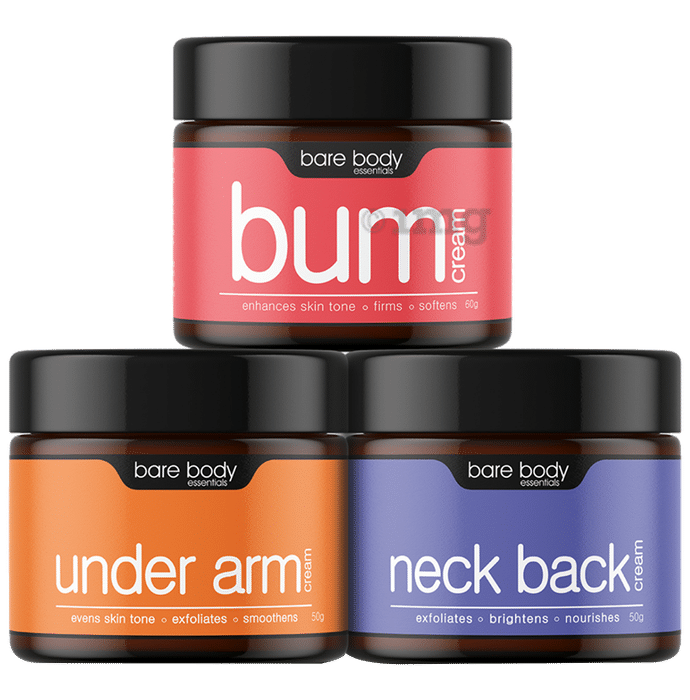 Bare Body Essentials Perfect Body Combo of Under Arm Cream 50gm , Neck Back Cream 50gm and Bum Cream 60gm
