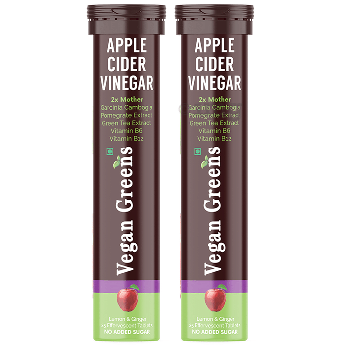 Vegan Greens Apple Cider Vinegar Effervescent Tablet (25 Each) Lemon Ginger