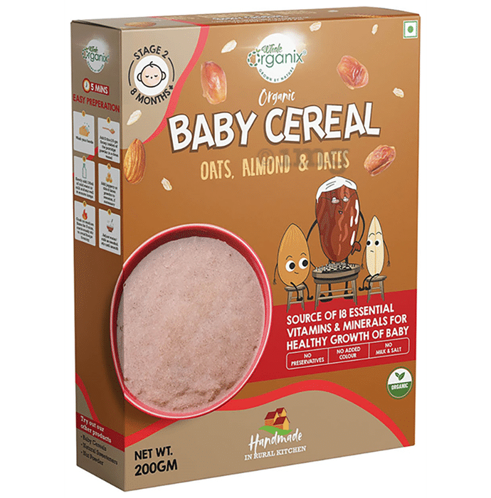 Whole Organix Oragnic Baby Cereal Stage 2, 8 Months Oats, Almond & Dates
