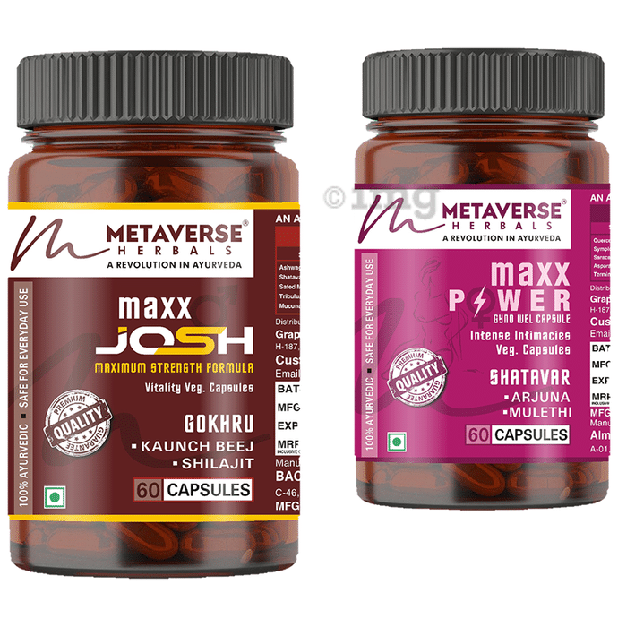 Metaverse Herbals Combo Pack of Maxx Josh & Maxx Power Veg Capsule (60 Each)