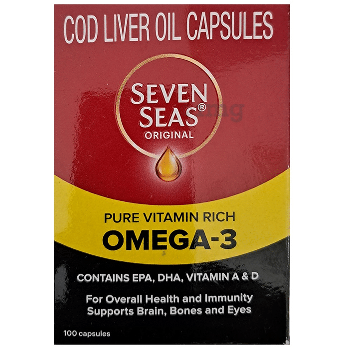 Seven Seas Original Cod-Liver Oil Capsule | For Brain, Bones, Eyes & Immunity | Source of Vitamins A, D, EPA & DHA | Nutrition Formula