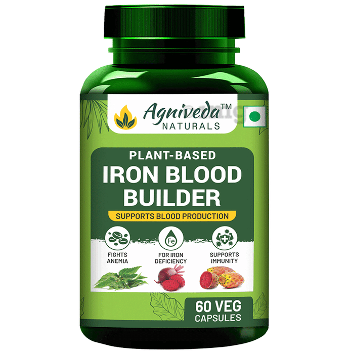 Agniveda Naturals Plant-Based Iron Blood Builder Veg Capsules Vegicap